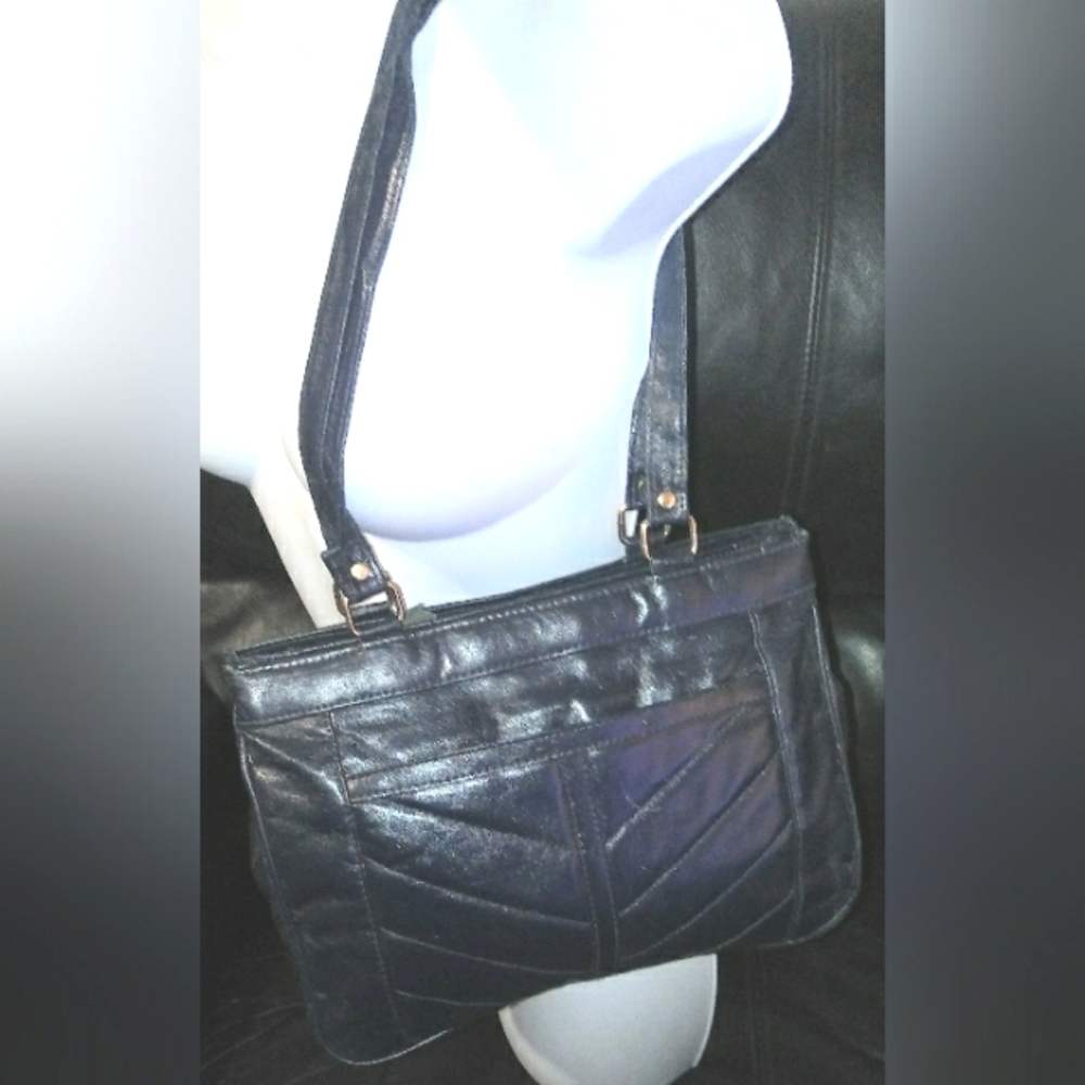Vintage "An Ambassador Design" Navy Blue Vinyl Shoulder Bag